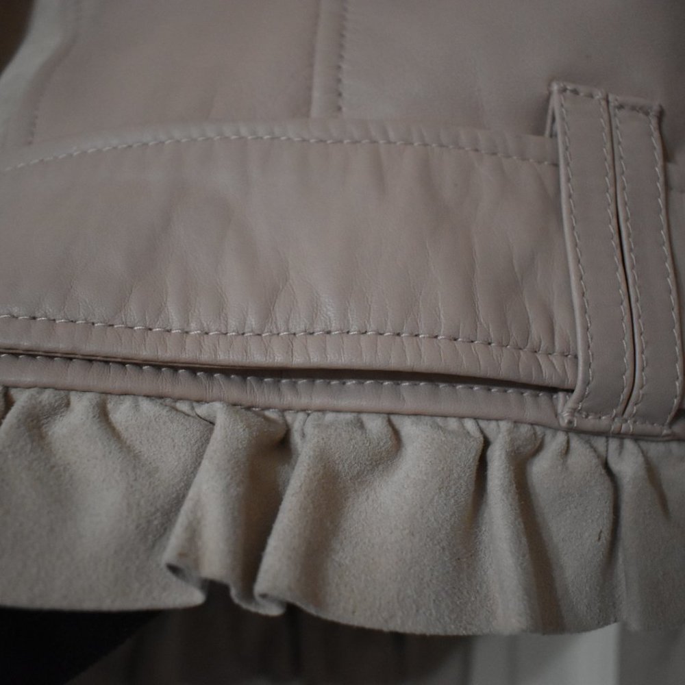 Pretty Pink Ruffled Leather/Suede Jacket - Picture 11 of 13